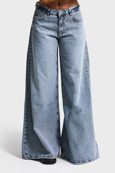 ELEPHANT LEG LOW RISE JEANS - AZURE