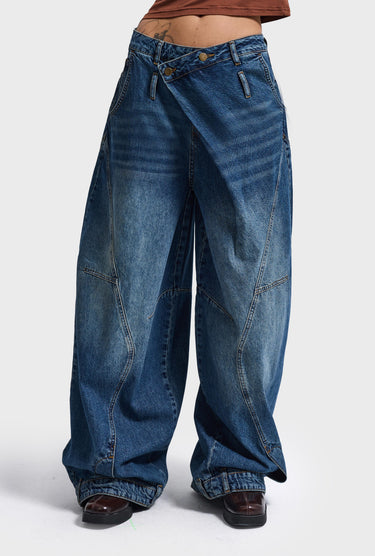 CROSS BARREL LOW RISE JEANS