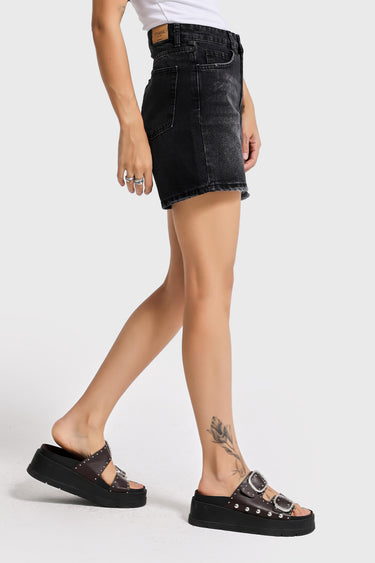 MINI DENIM SHORT - GRAPHITE