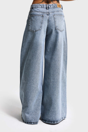 ELEPHANT LEG LOW RISE JEANS - AZURE