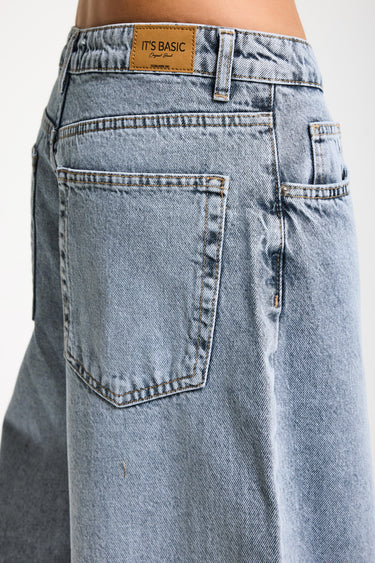 Baggy Mid Rise Jeans - BLEACHED