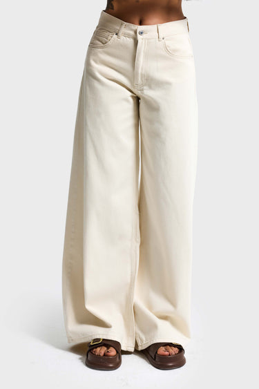 ELENA PALAZZO MID RISE JEANS  - IVORY