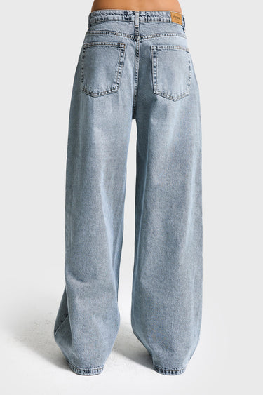 Baggy Mid Rise Jeans - BLEACHED