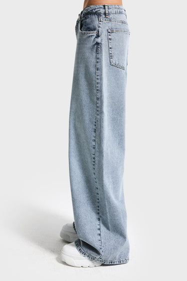 Baggy Mid Rise Jeans - BLEACHED