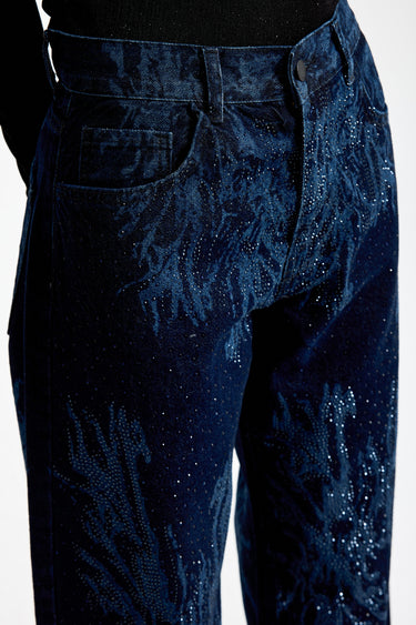 RHINESTONE LOOSE MID RISE JEANS