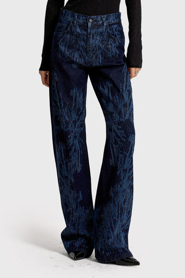 RHINESTONE LOOSE MID RISE JEANS