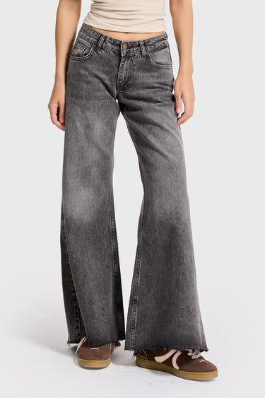 PALAZZO LOW RISE JEANS - STEEL