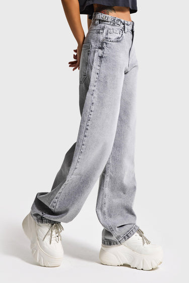 Skater Mid Rise Jeans - Light Gray