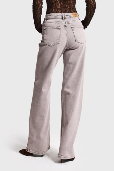 STRAIGHT HIGH RISE JEANS - SAND