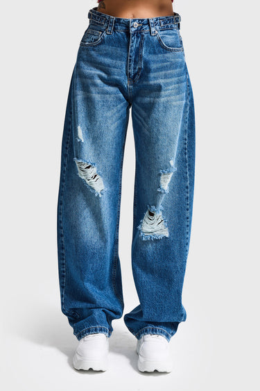 SKATER MID RISE JEANS - NAVY