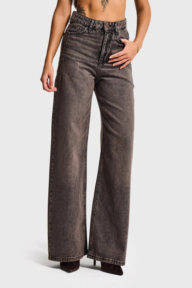 OLEA WIDE HIGH RISE JEANS - Espresso