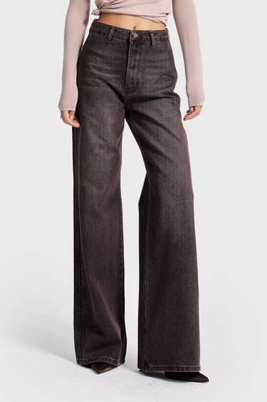 LOOSE MID RISE JEANS - COFFEE