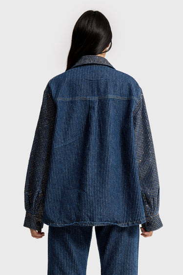 RHINESTONE STRAIGHT DENIM JACKET