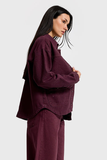 RHINESTONE STRAIGHT DENIM JACKET