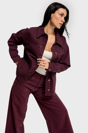 RHINESTONE STRAIGHT DENIM JACKET